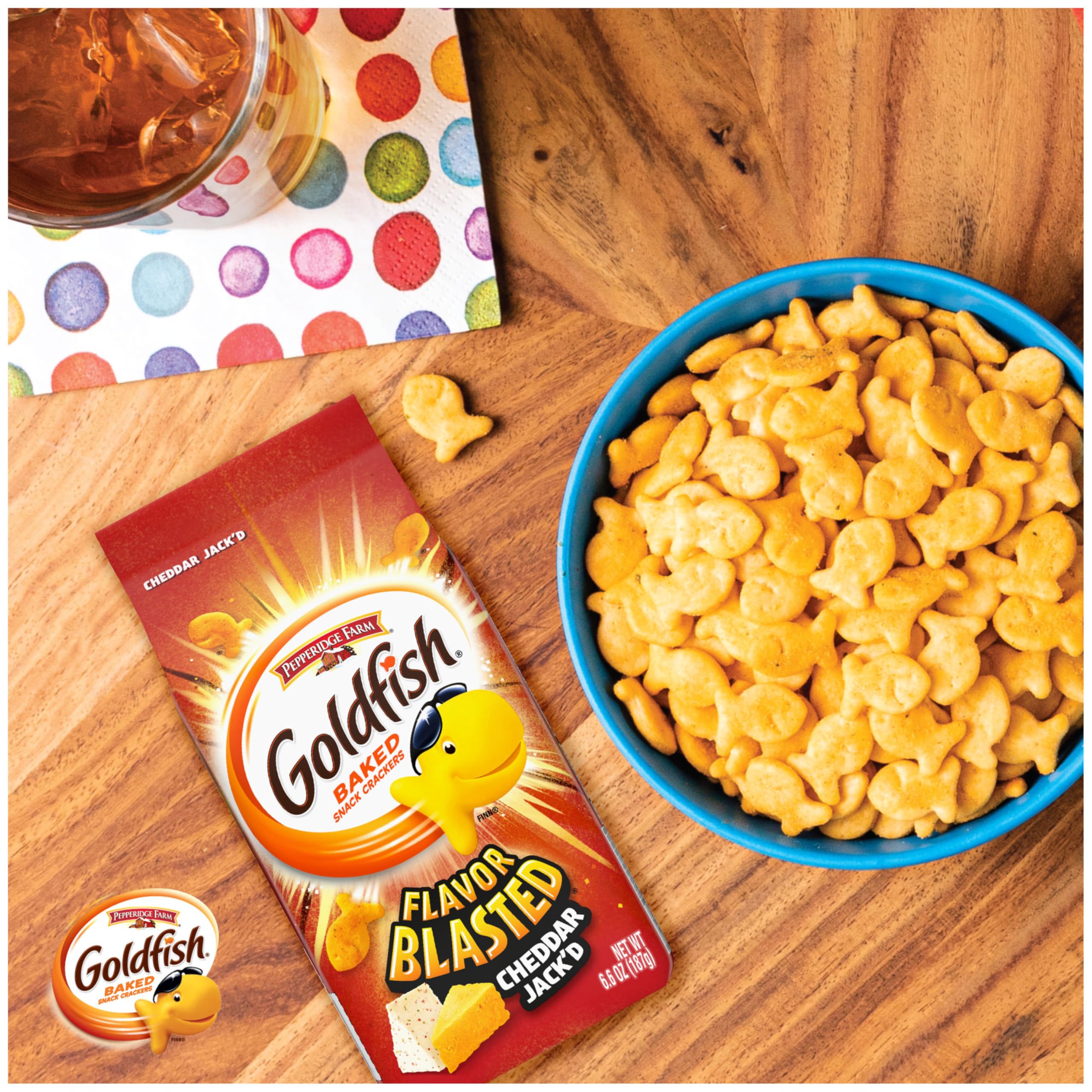 Goldfish crackers sprinkled on a salad for crunch