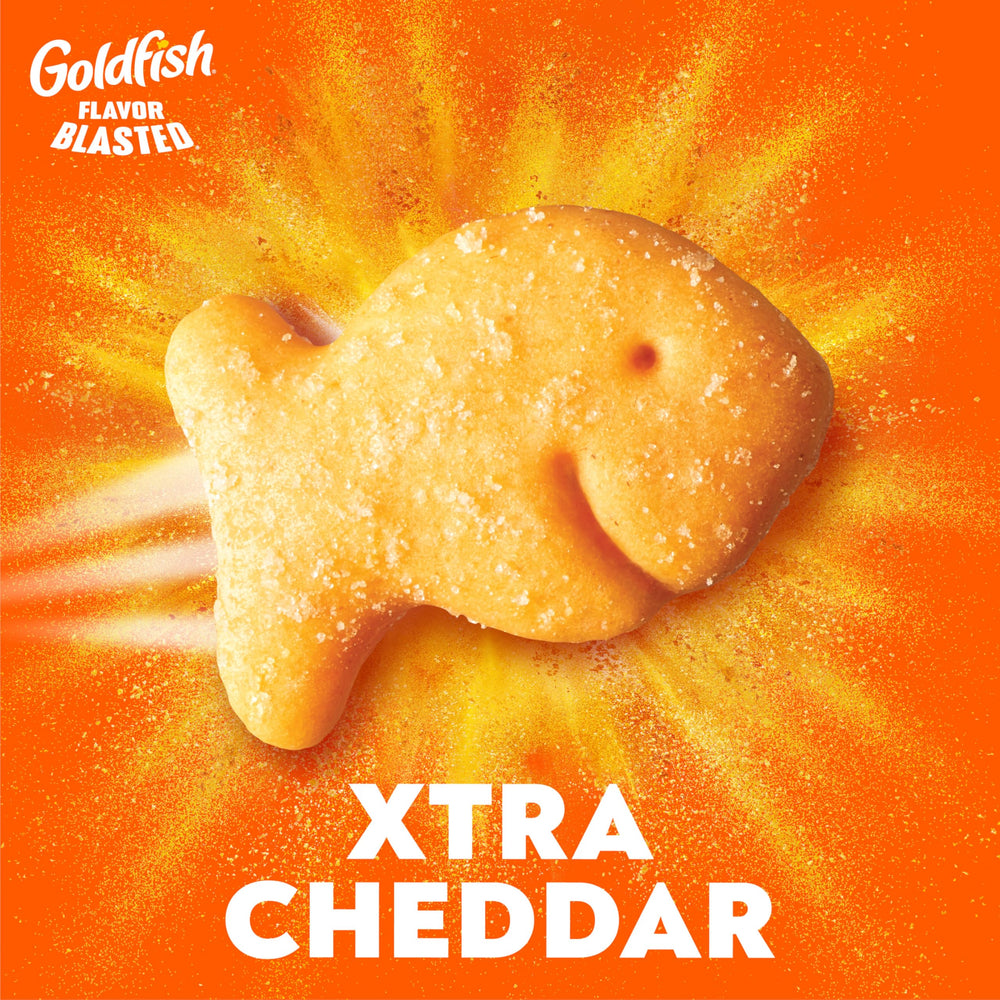 Goldfish Xtra Cheddar crackers in bowl, ideal at-home snack