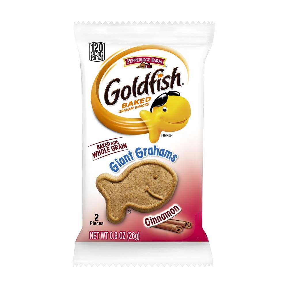 Goldfish front packaging showing brand and convenient bulk case benefit