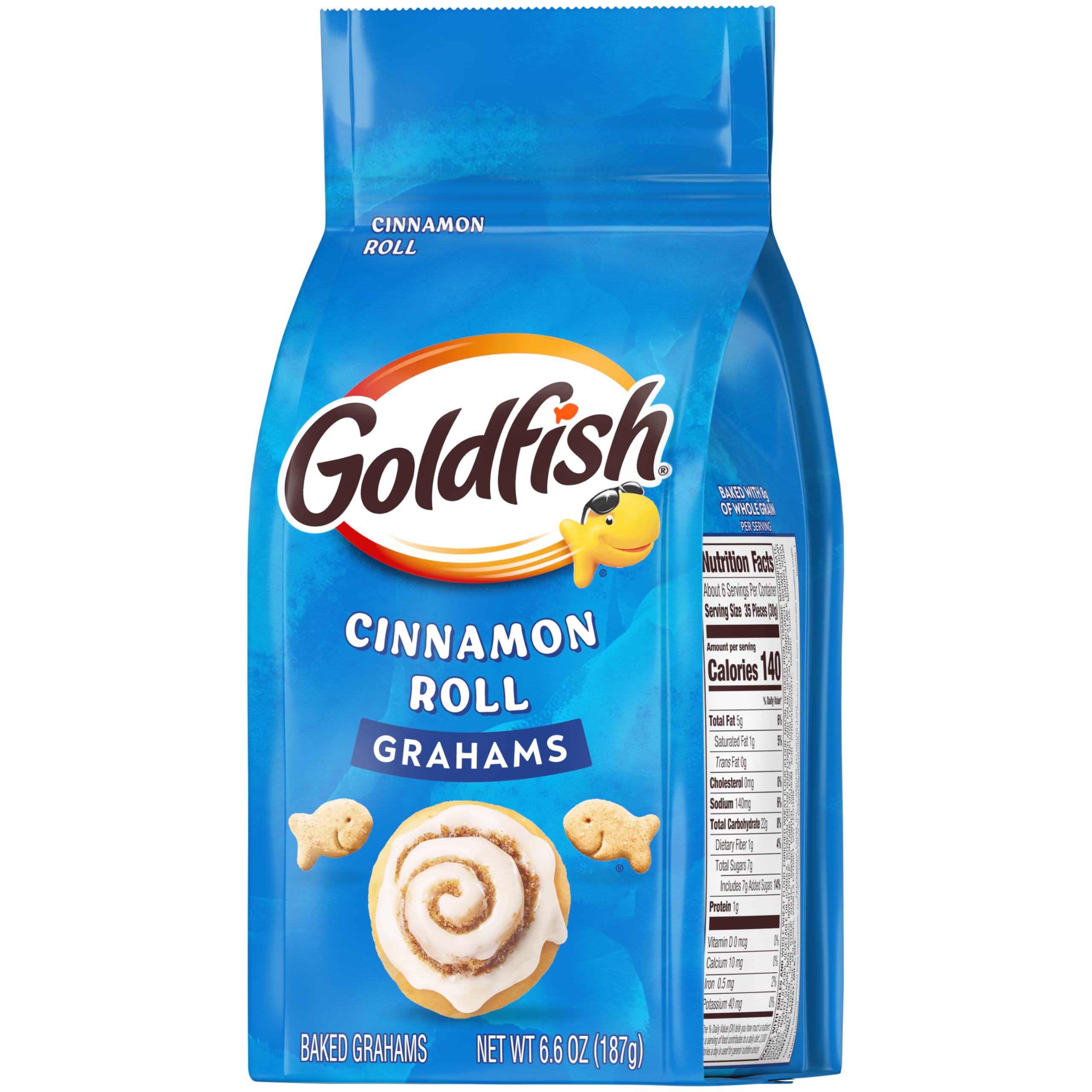 Goldfish Grahams Cinnamon Roll crackers enjoyed by kids at a picnic, ideal snack time.