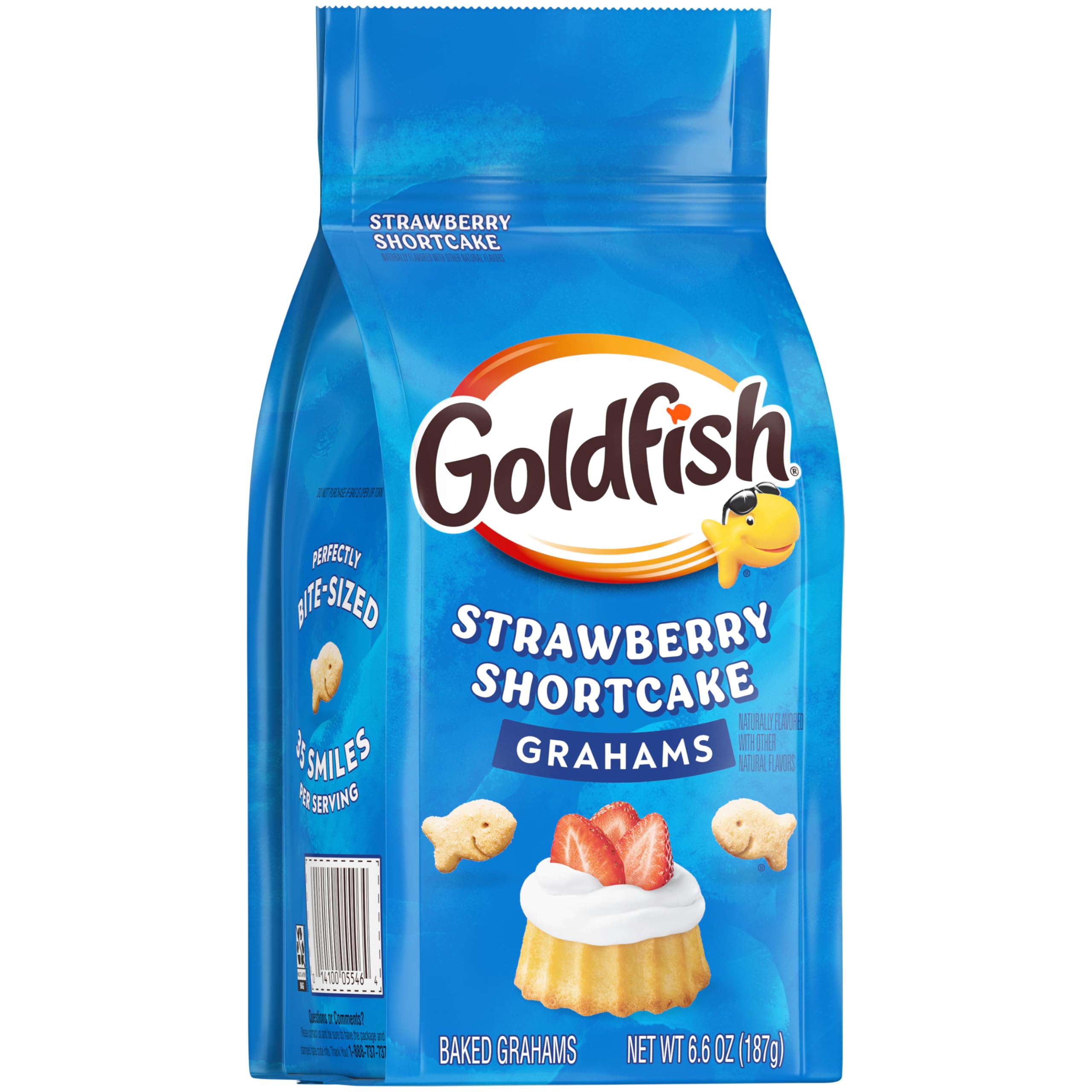 Goldfish Grahams Strawberry Shortcake packaging on display for grab-and-go snacking.