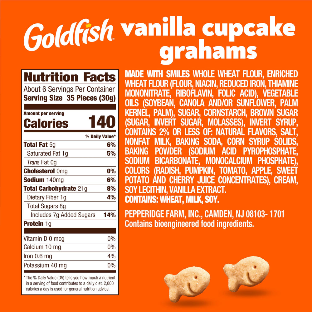 Goldfish Grahams Vanilla Cupcake pack, convenient on-the-go snacking option.