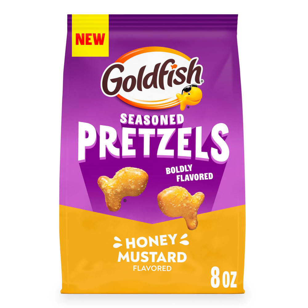 Goldfish Honey Mustard Pretzels bag ready for sharing, delivering bold, savory crunch.
