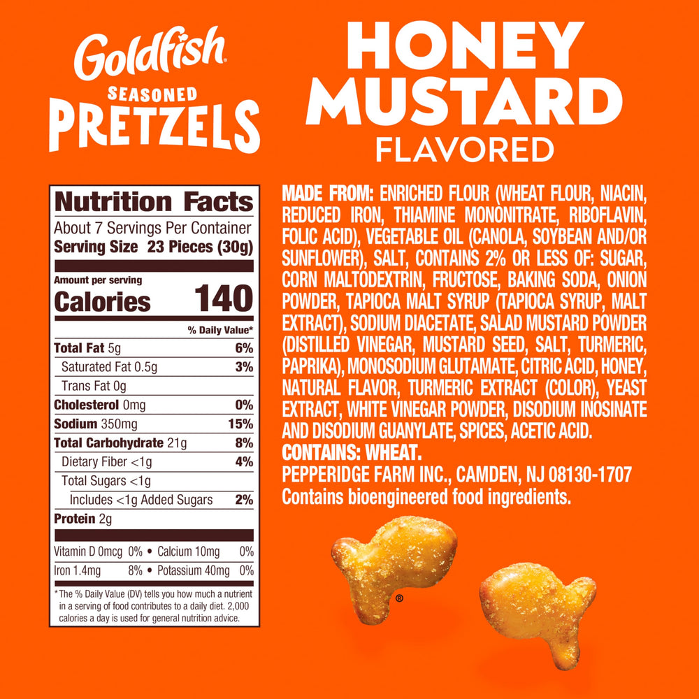 Goldfish Honey Mustard Pretzels in hand show bite-sized snacks for study or movie night.