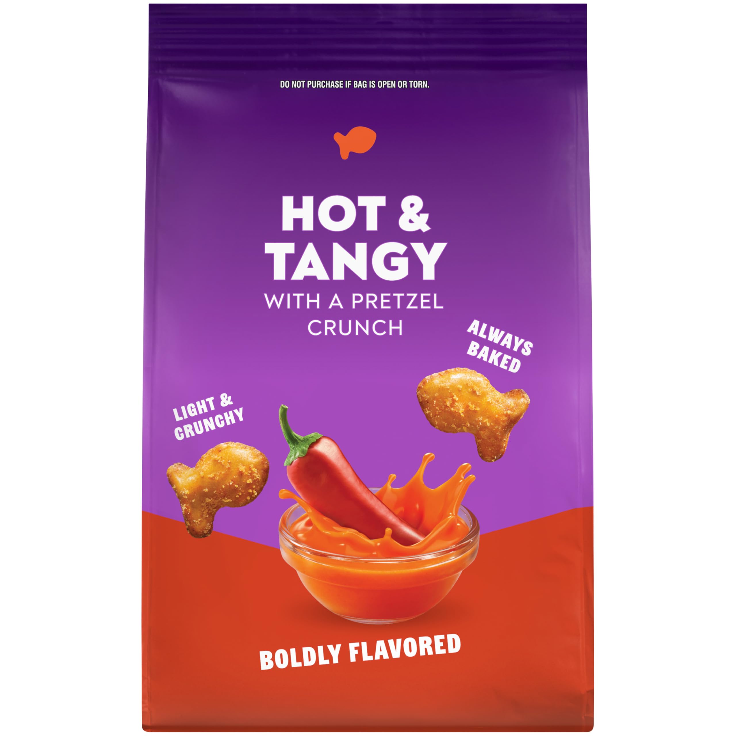Goldfish Hot Buffalo Pretzels kitchen-counter image highlights baked texture and snack-ready convenience