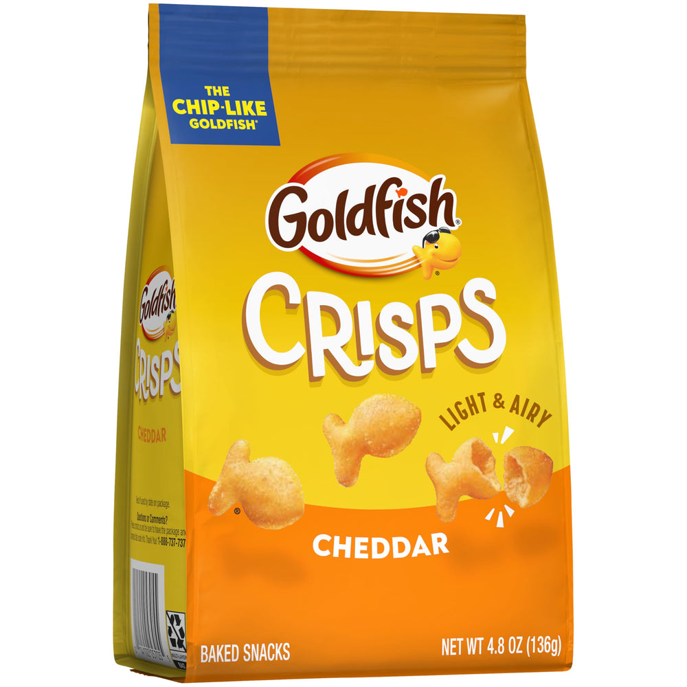 Goldfish kids enjoy cheddar crackers for a tasty moment.