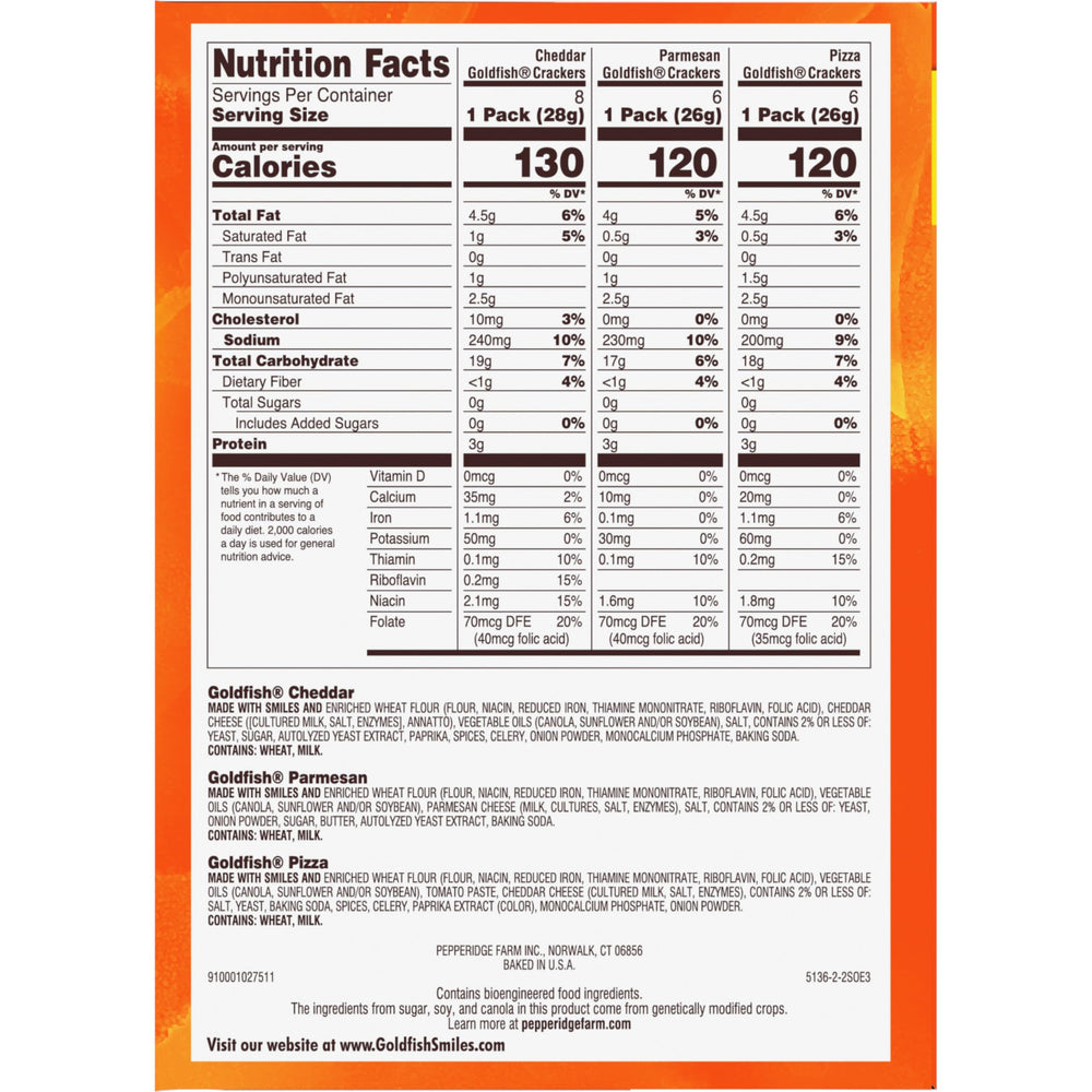 Goldfish single-serving packs, perfect for lunch sides or quick munching