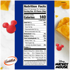 Close-up of Mickey shapes and Goldfish crackers for lunchbox appeal