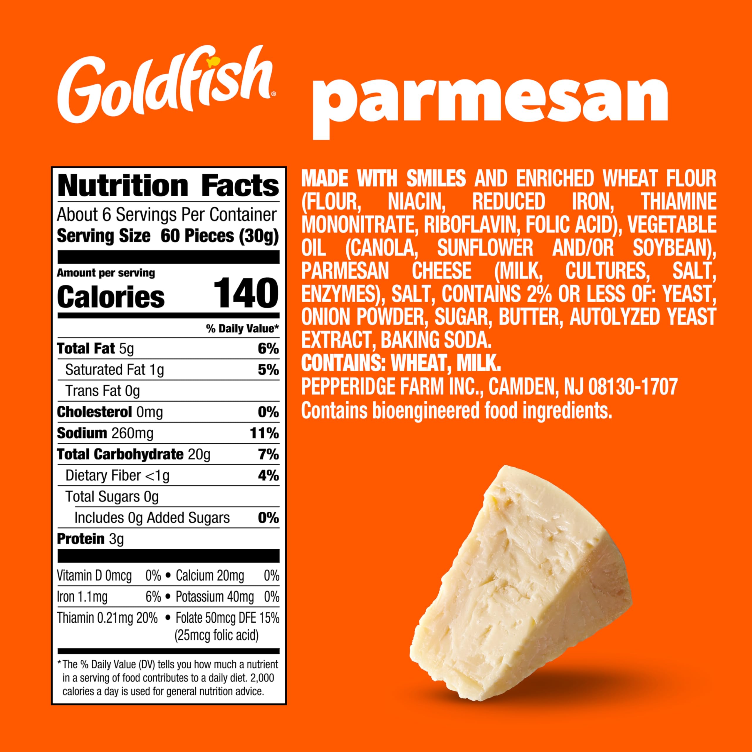 Close-up of Goldfish Parmesan crackers showing crisp texture and cheese.