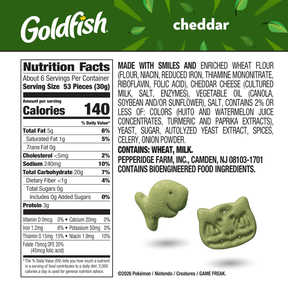 Close-up of Bulbasaur and Goldfish shapes highlighting crunchy texture