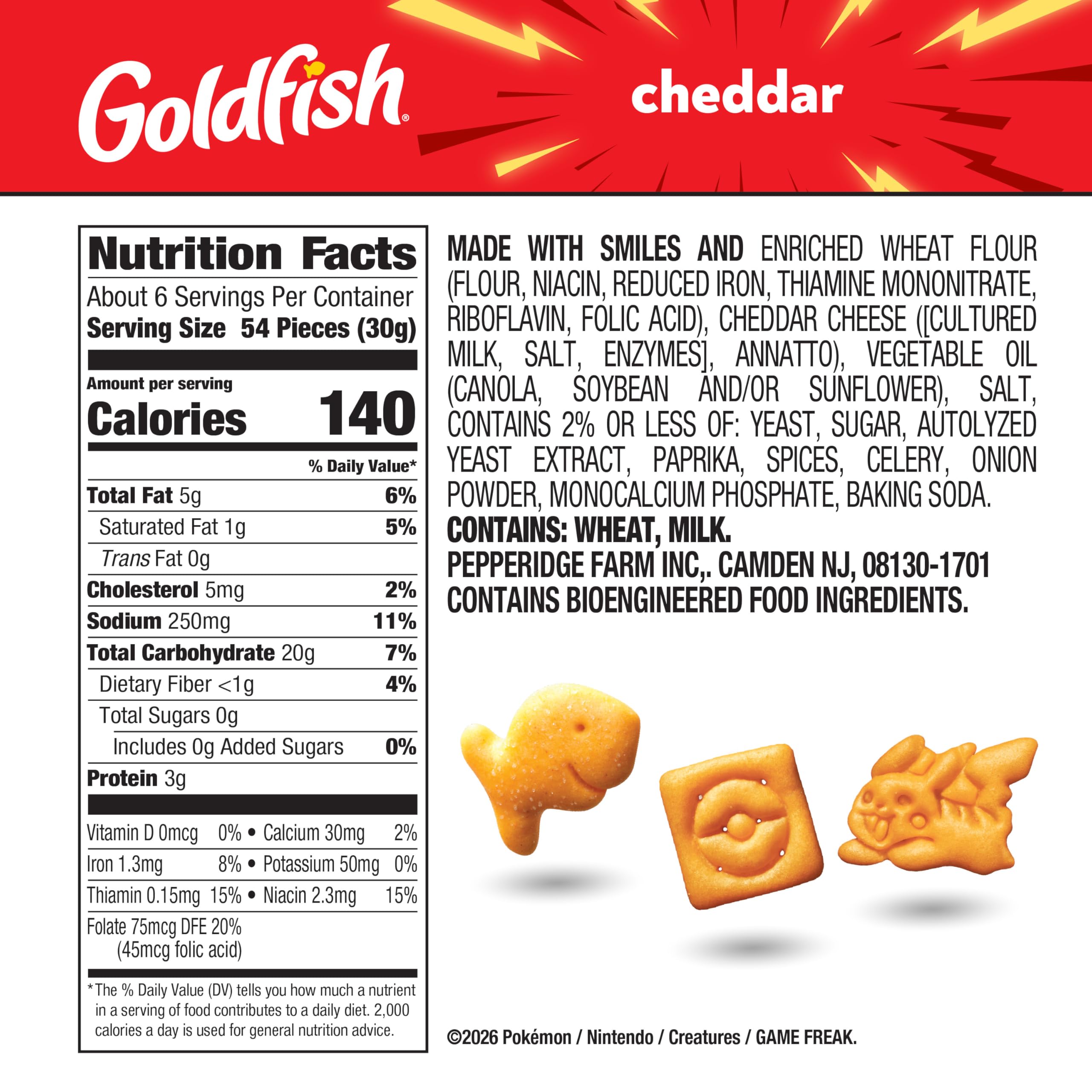 Goldfish Pokémon Cheddar Crackers in a bowl for quick family snacking.