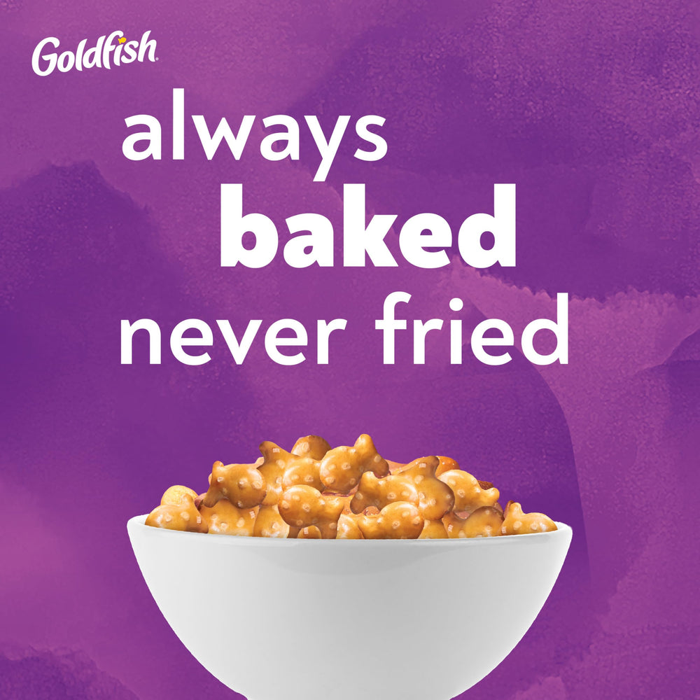 Salty bite of Goldfish Pretzel Crackers captured in a close-up view.