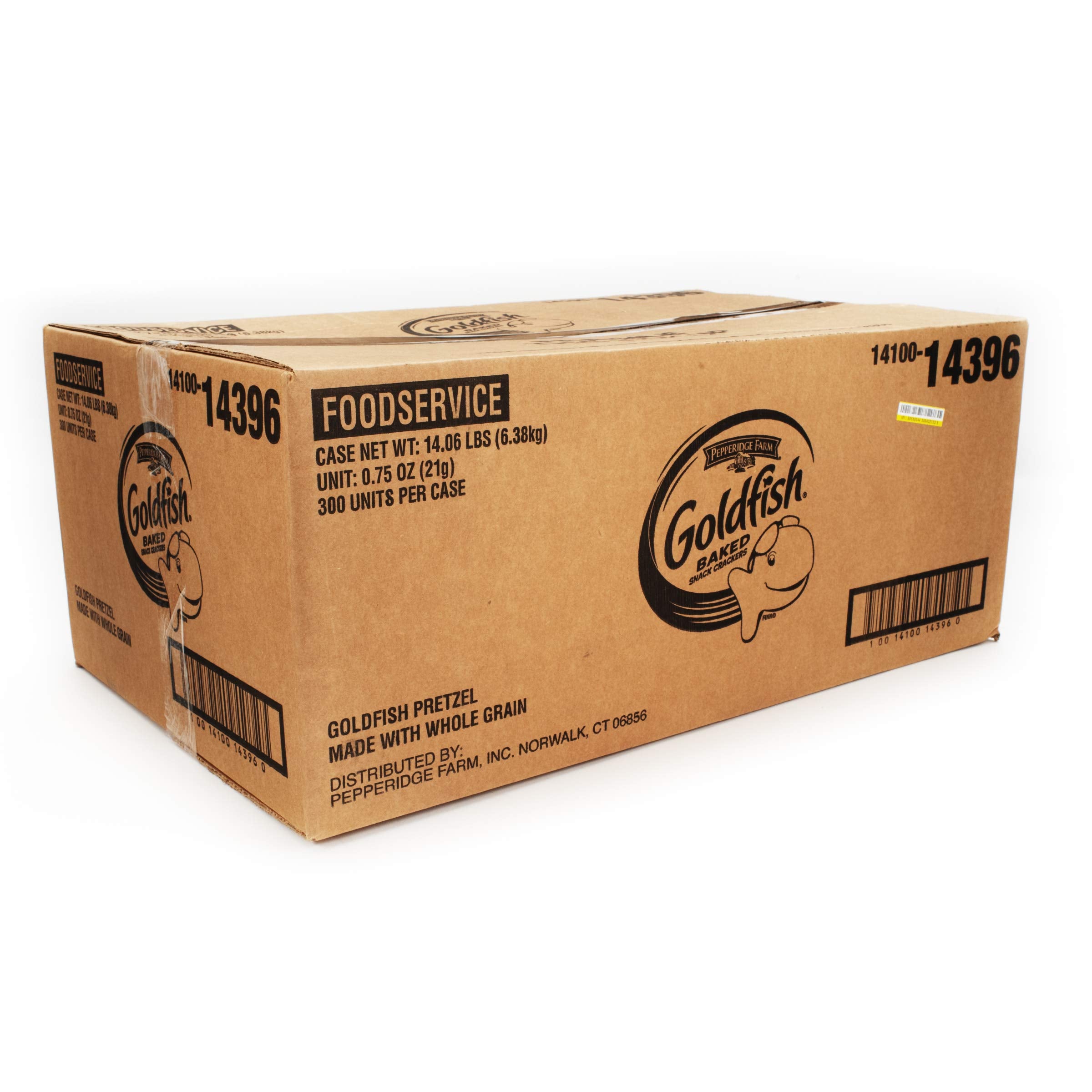Goldfish pretzel single-serve packet used in a school snack line for quick serving
