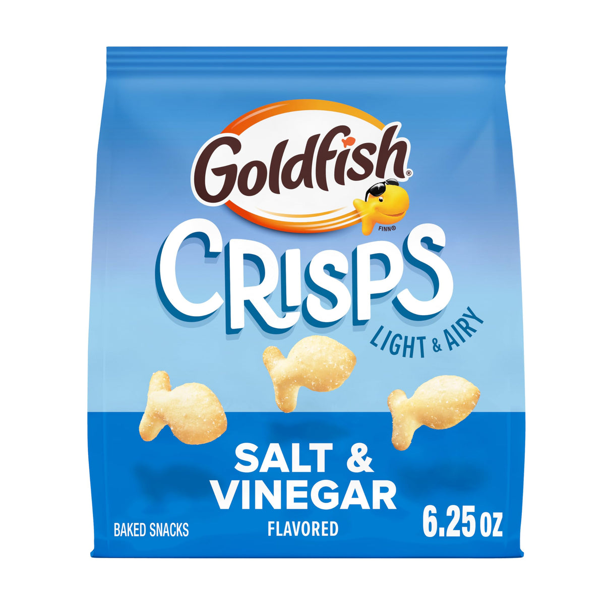 Goldfish Salt & Vinegar Crisps bag, a shareable baked snack.