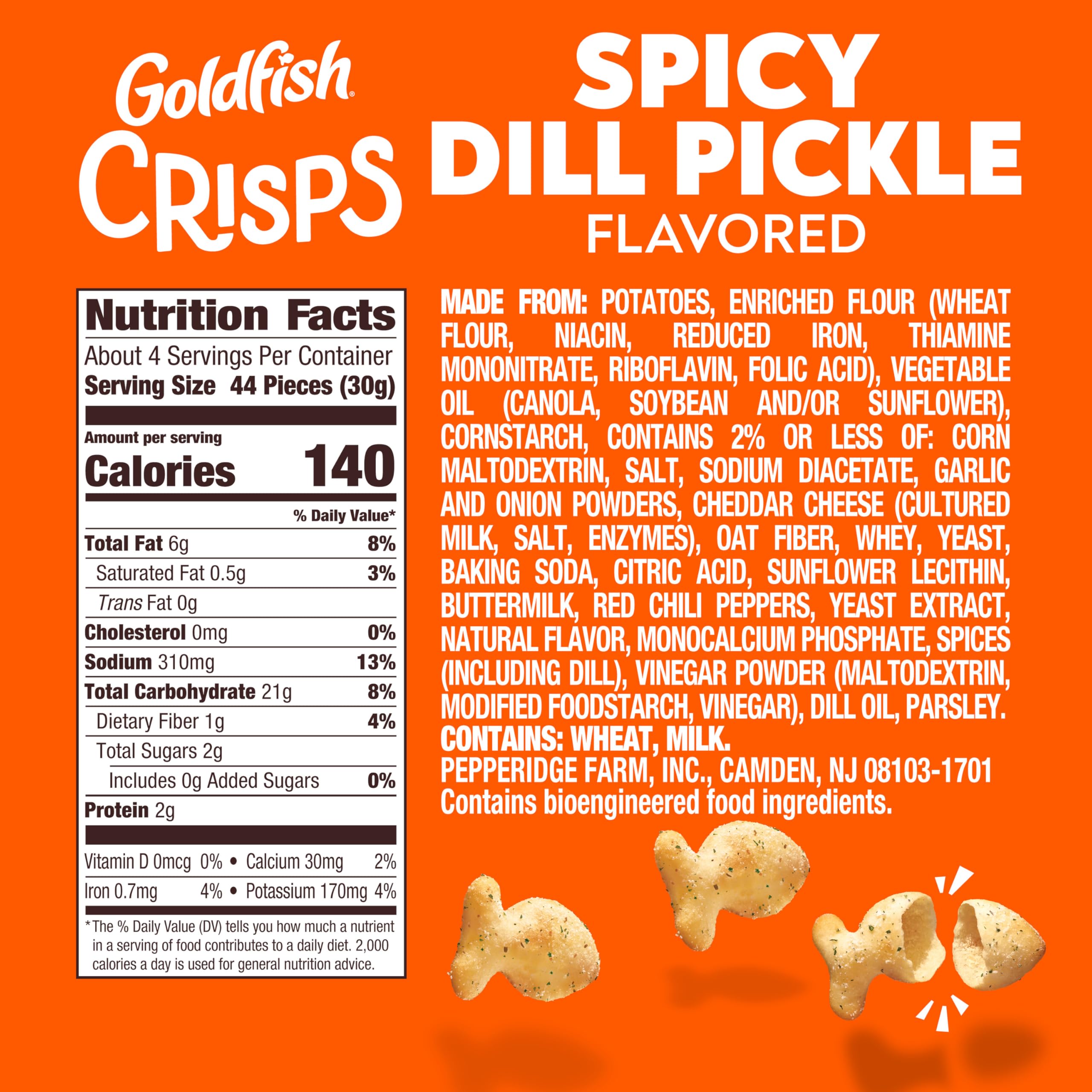 Goldfish Spicy Dill Pickle crackers close-up—bold flavor and texture.