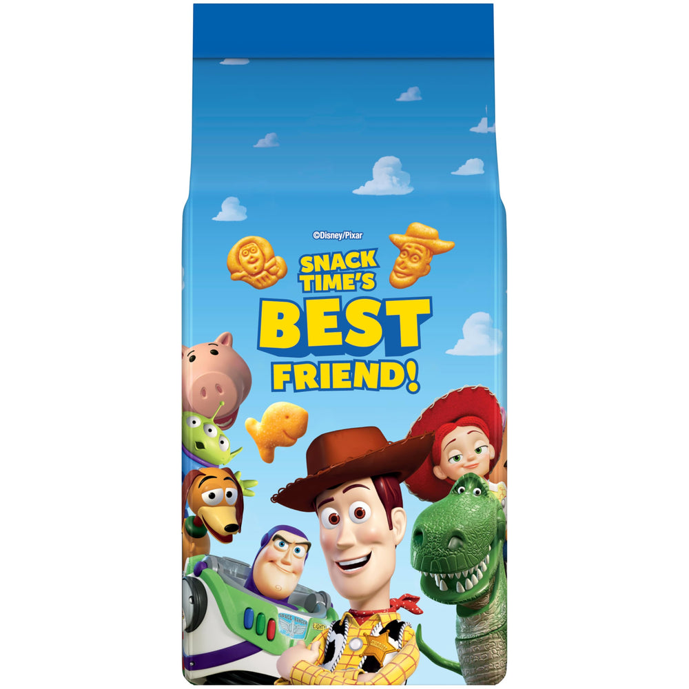Goldfish Disney Pixar Toy Story pack on shelf, family snack option.