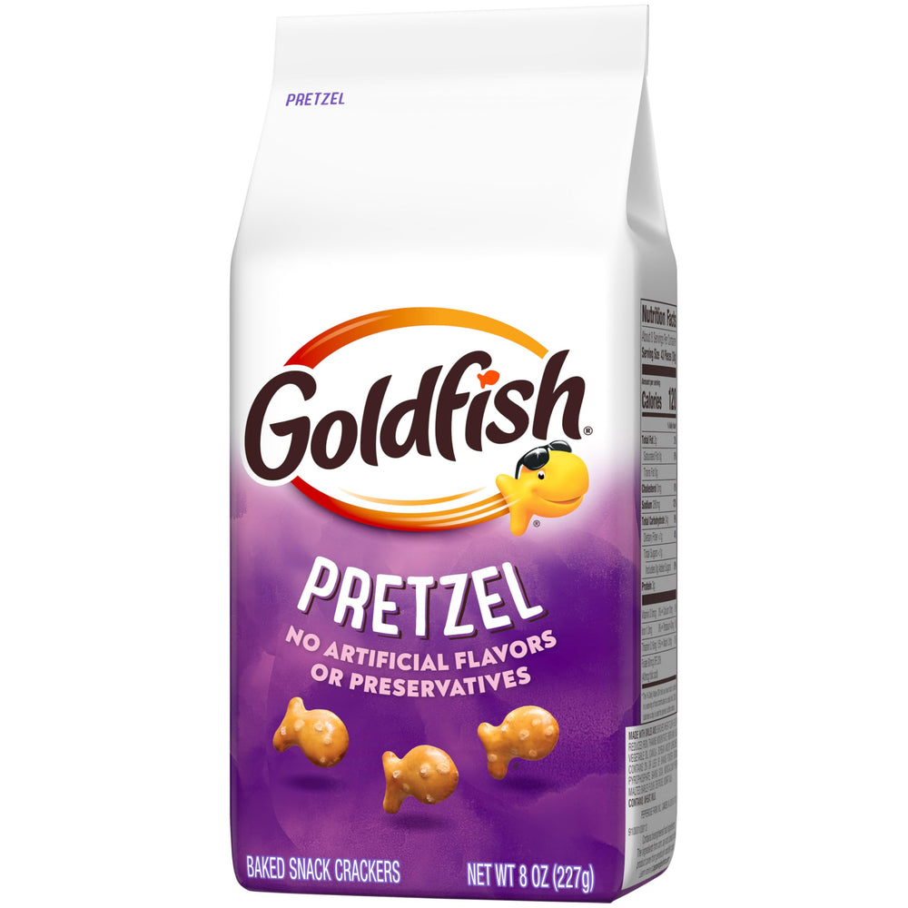 Travel-friendly Goldfish pack makes an easy snack option.