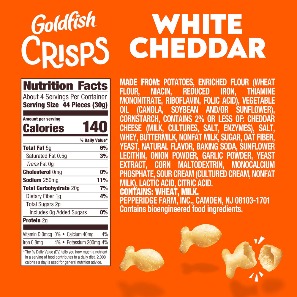 Goldfish White Cheddar baked crackers crisp close-up showing airy texture