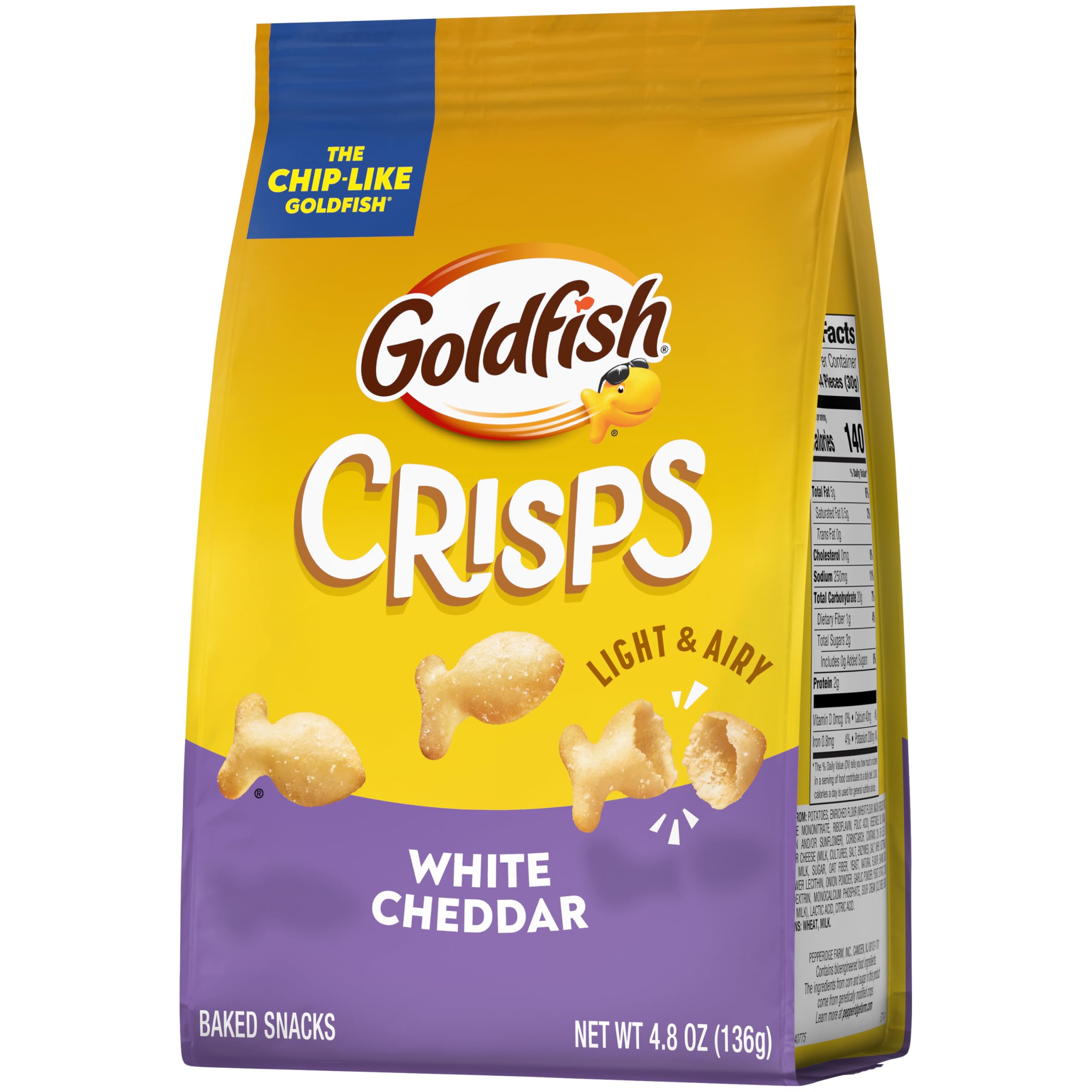 Goldfish White Cheddar baked crackers kid-friendly snack pouch