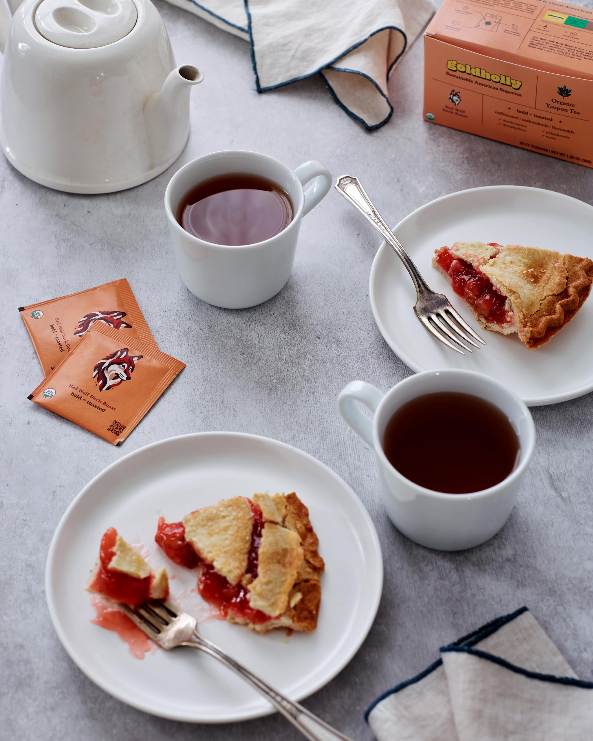 Goldholly Yaupon Tea origin credits family farms in the Southern USA.