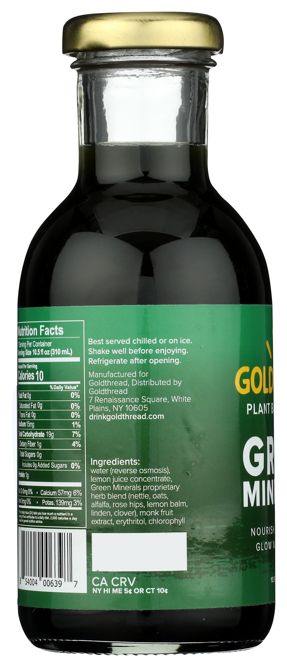 Goldthread Water Tonic Green Minerals with herbs and lemon suggesting pairings