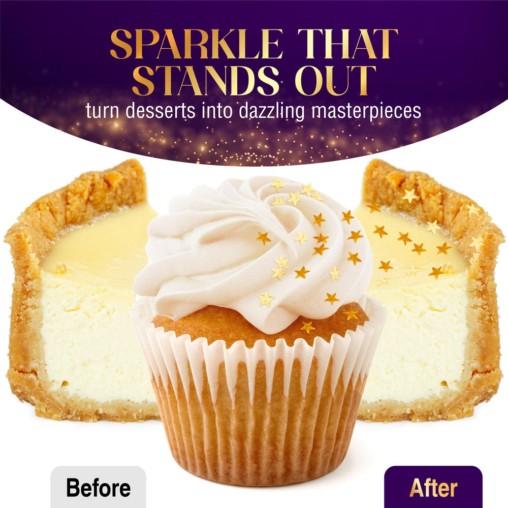 Goldz edible stars on a cake add festive bakery sparkle.