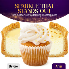 Goldz edible stars on a cake add festive bakery sparkle.