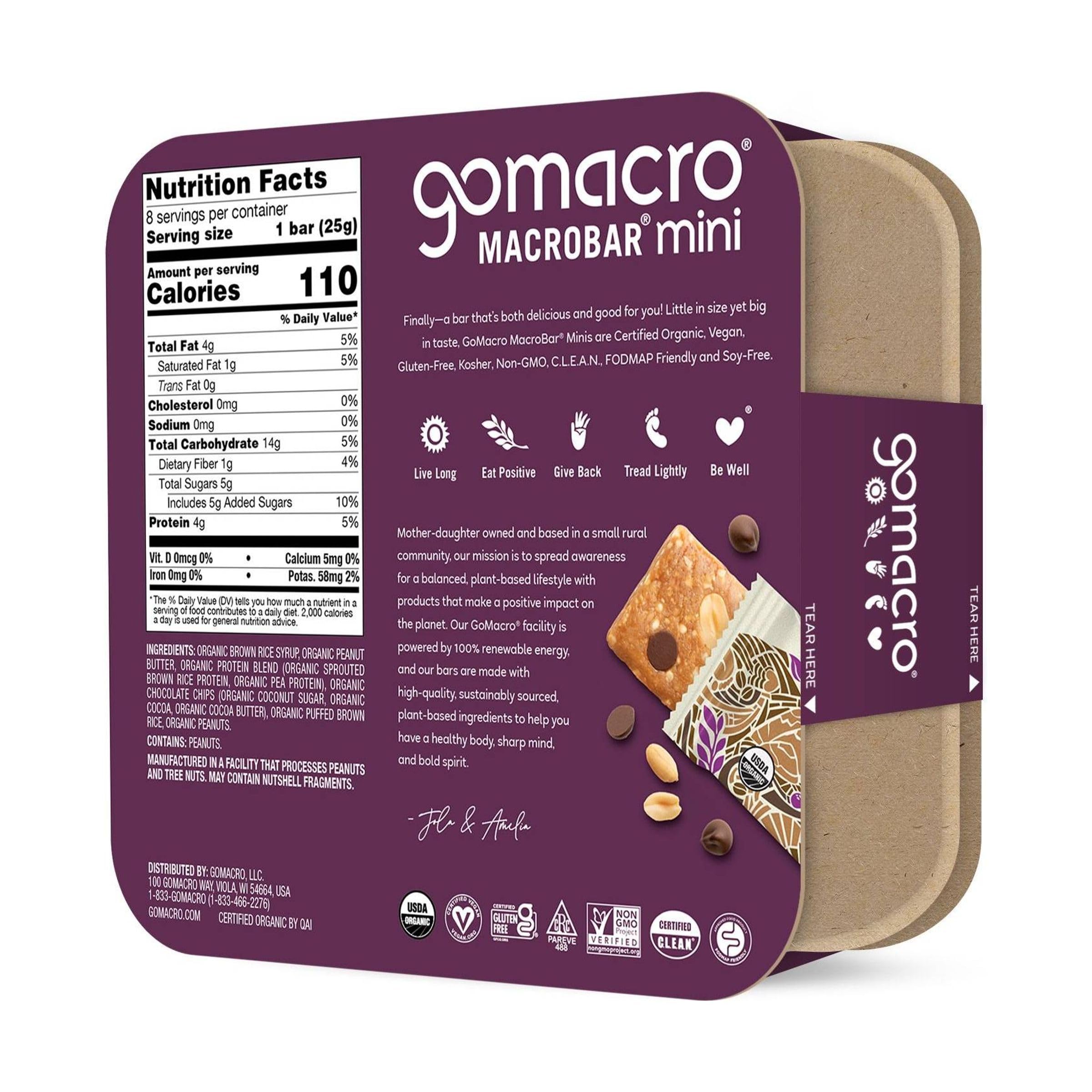 GoMacro PB CHC Chipotle mini bar close-up highlighting premium ingredients