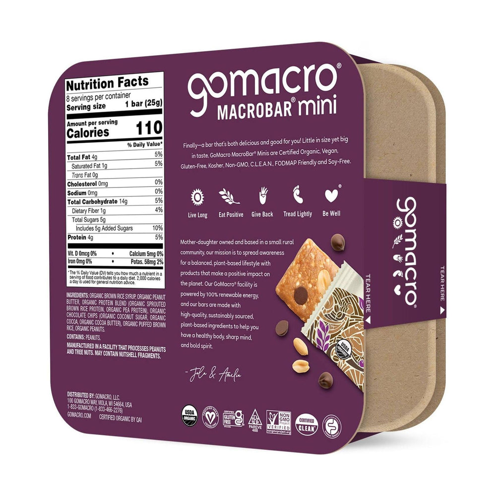 GoMacro PB CHC Chipotle mini bar close-up highlighting premium ingredients