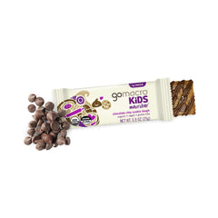 GoMacro Kids MacroBar chewy texture close-up, showing soft oats and almond butter for on-the-go energy.