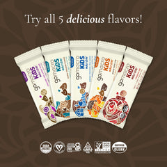 GoMacro Kids MacroBar Oatmeal Chocolate Chip Cookie ready-to-eat snack on a lunchbox or backpack.