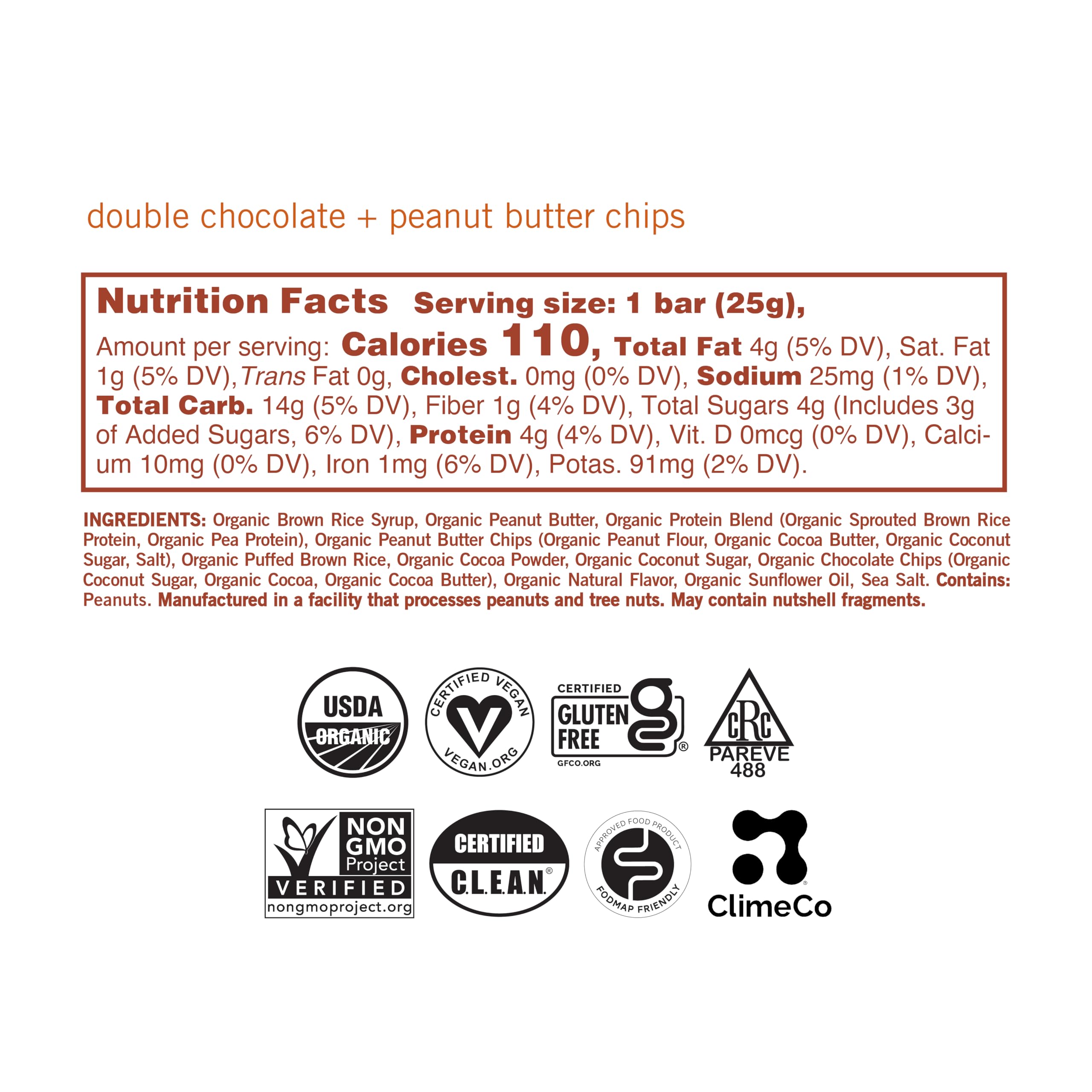 Close-up of GoMacro MacroBar Mini ingredients: vegan chocolate and peanut butter chips for a tasty plant-based snack.