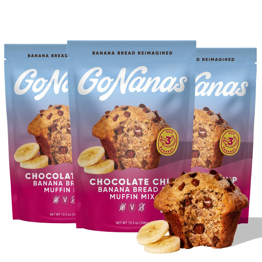 GoNanas chocolate chip oat flour banana bread mix pack for gluten-free baking