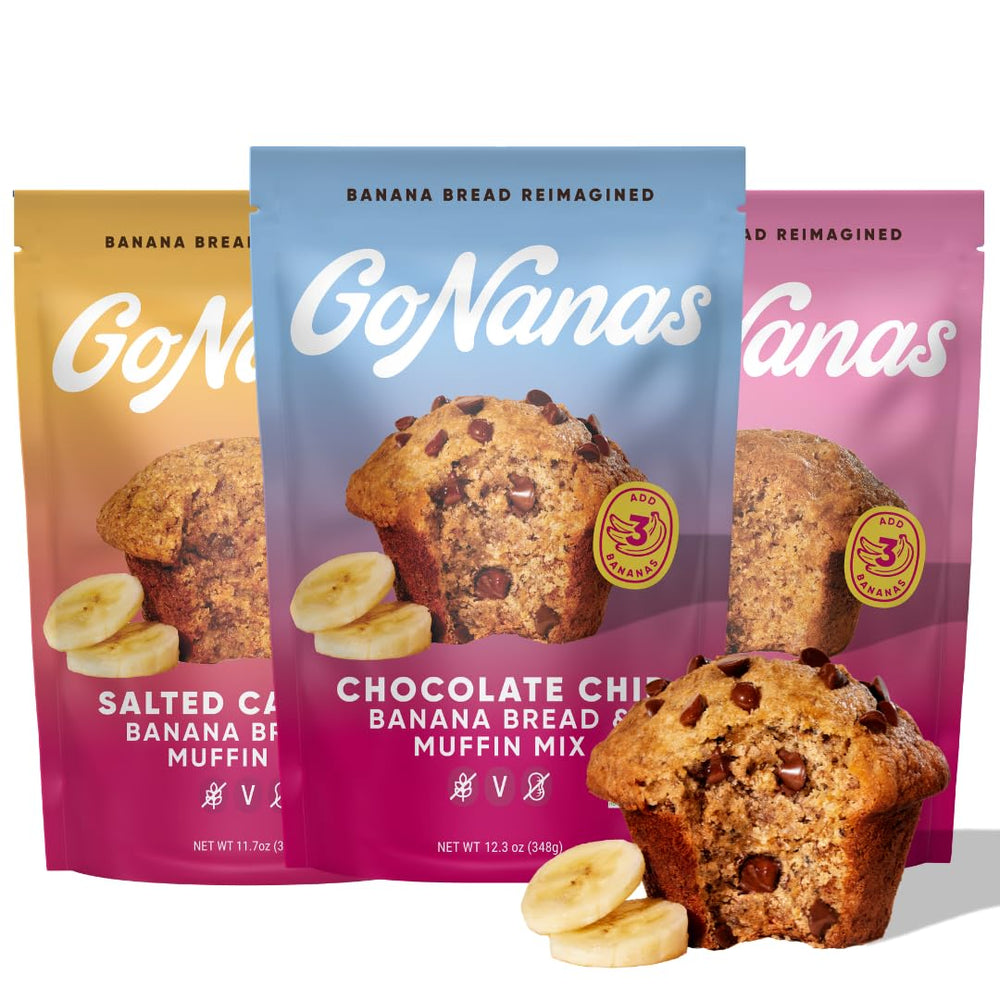 GoNanas variety pack front, three flavors for quick, wholesome snacking.
