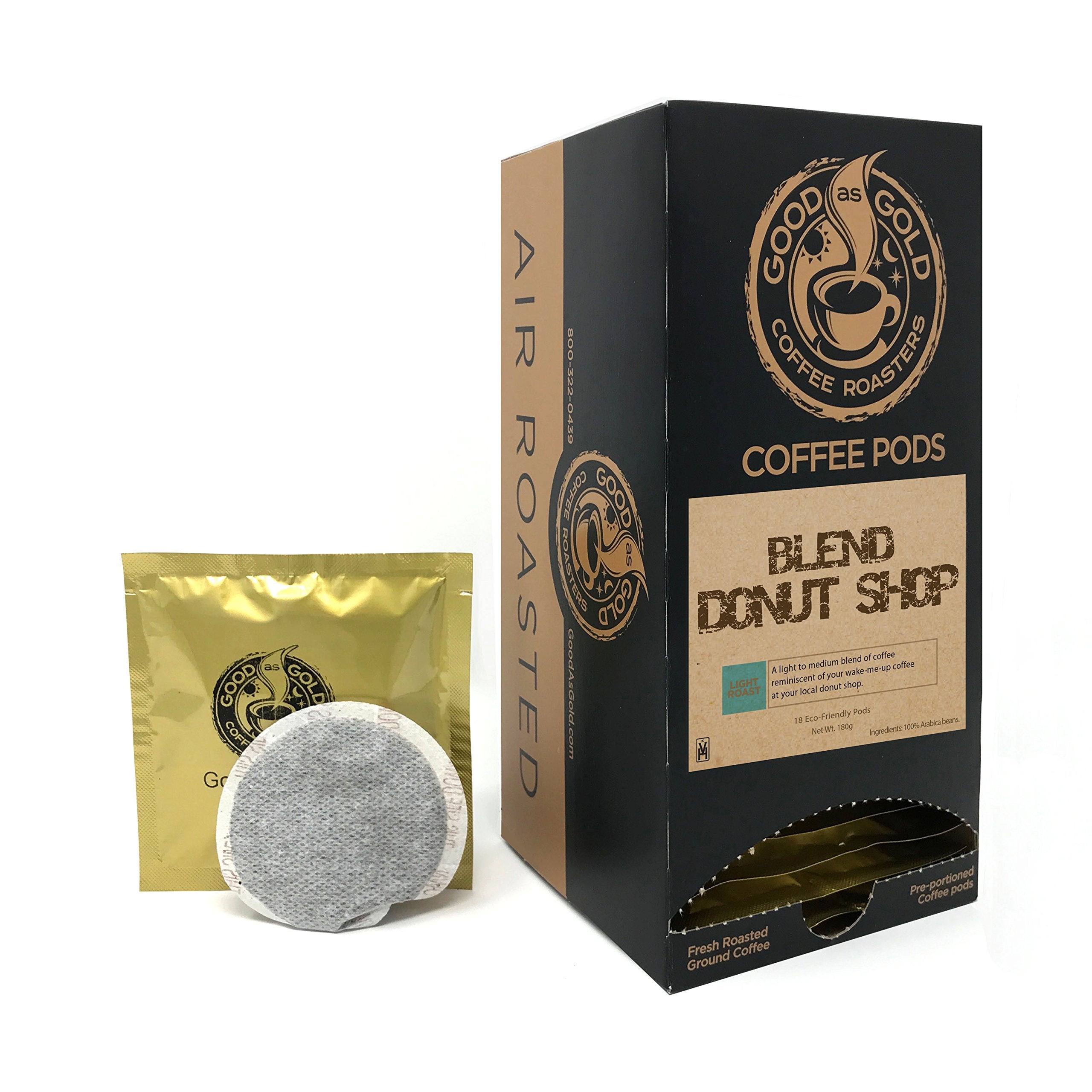 Good As Gold Donut Shop Coffee Pod shows bold flavor for a fast morning pick-me-up.