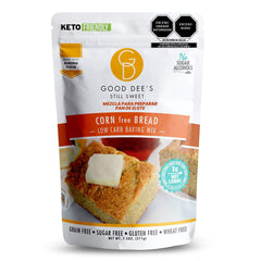 Good Dee's Corn Bread Mix package front, gluten-free and grain-free option for meals.