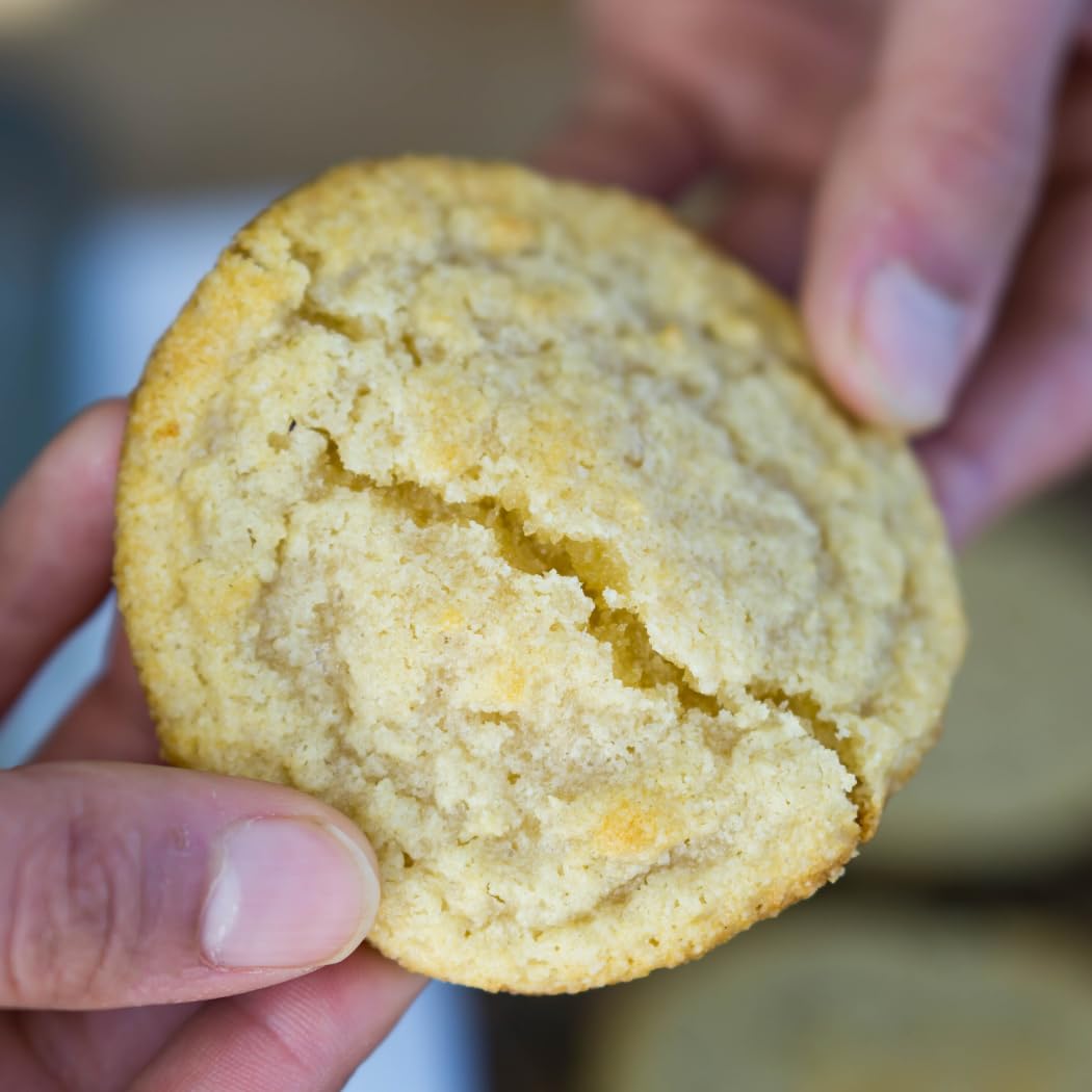 Close-up of chewy texture with 2g net carbs per cookie.