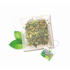 Good Earth Sensorial Blend tea packets displayed showing natural ingredients