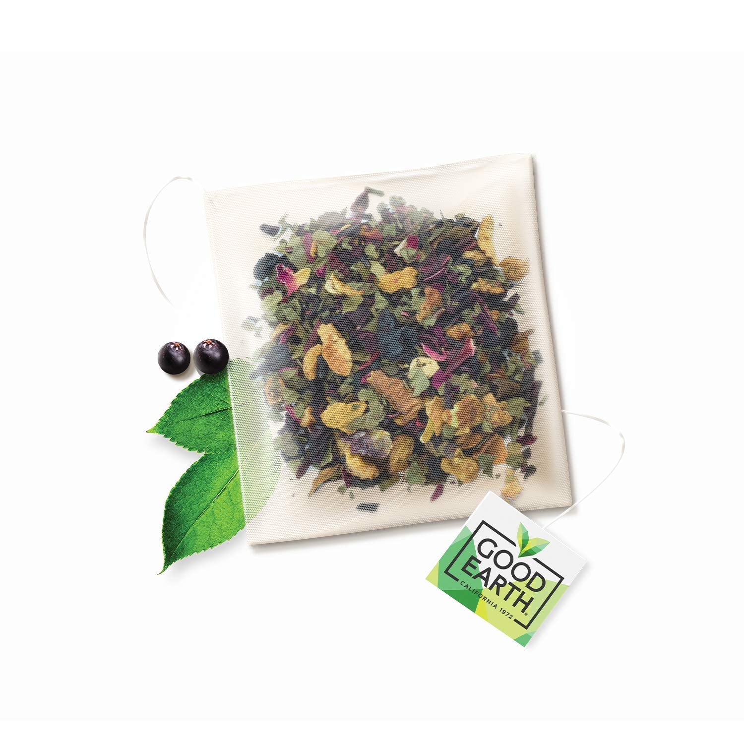 Good Earth Sensorials recyclable carton highlighting sustainable packaging for tea.
