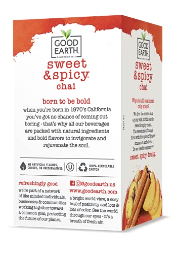 Cinnamon and orange aroma highlighted in Good Earth Tea Chai blend.