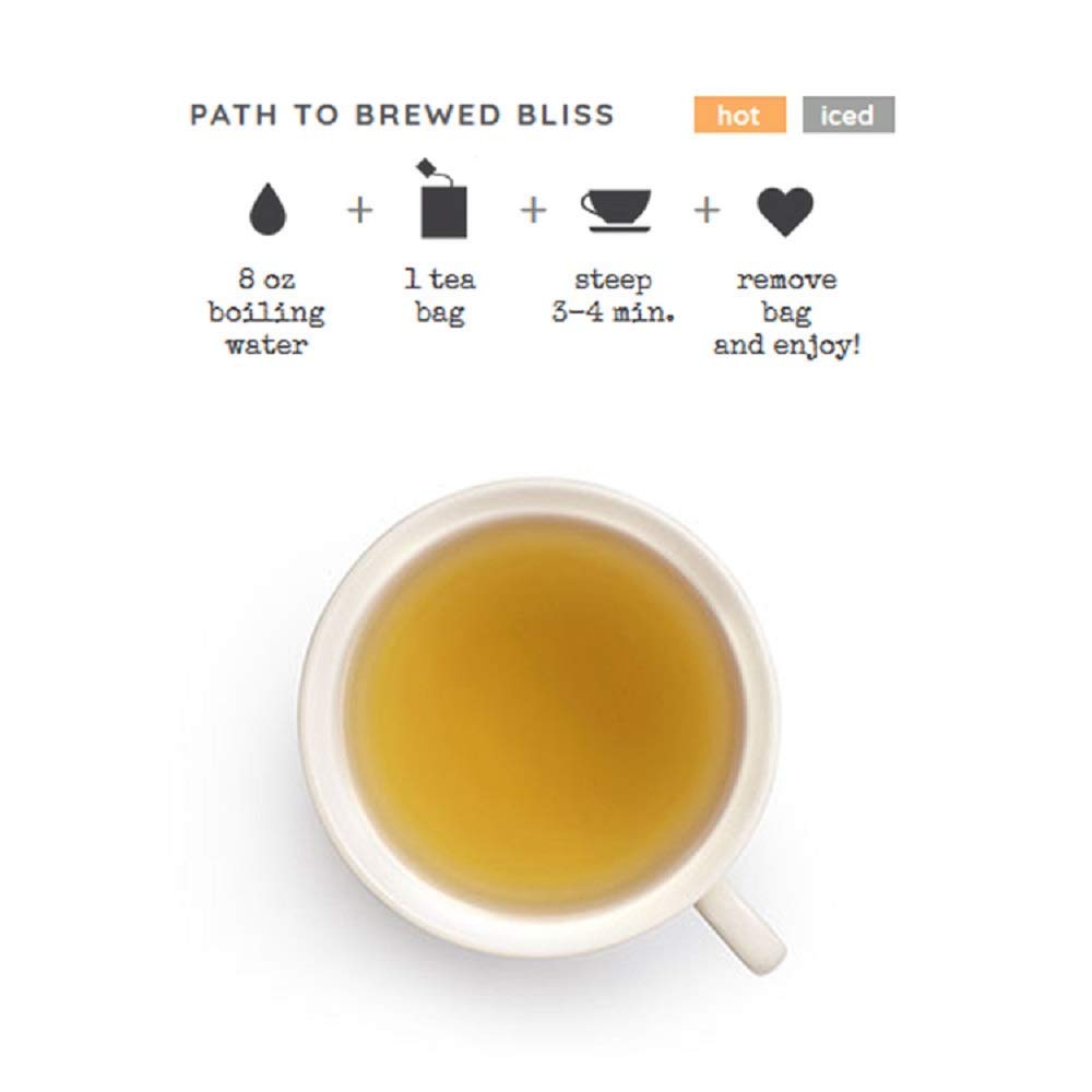 Close-up of tea bags steeping with citrus notes from Good Earth