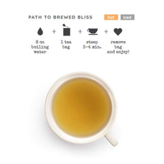 Close-up of tea bags steeping with citrus notes from Good Earth
