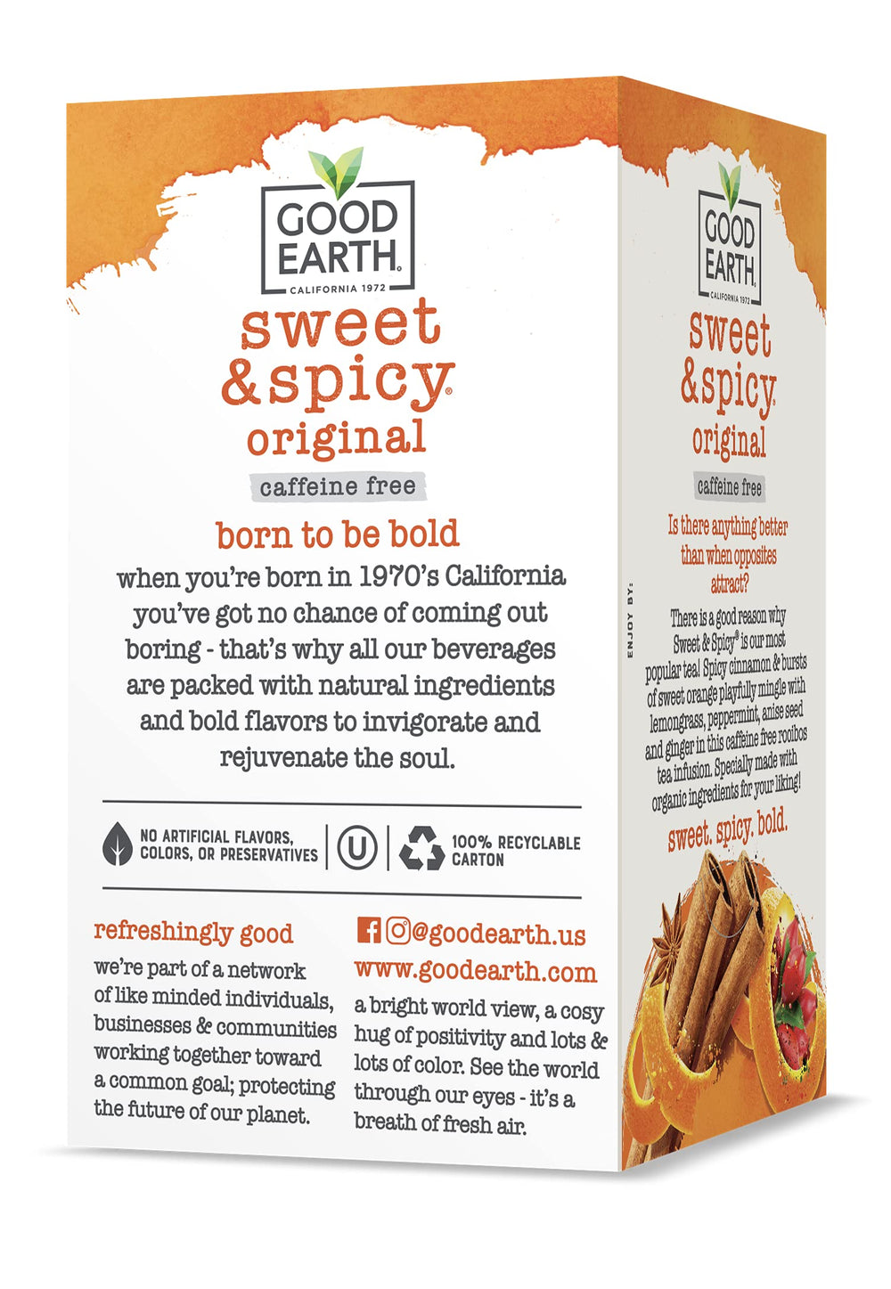 Hot or iced serving idea showcasing Good Earth Tea Co herbal blend.