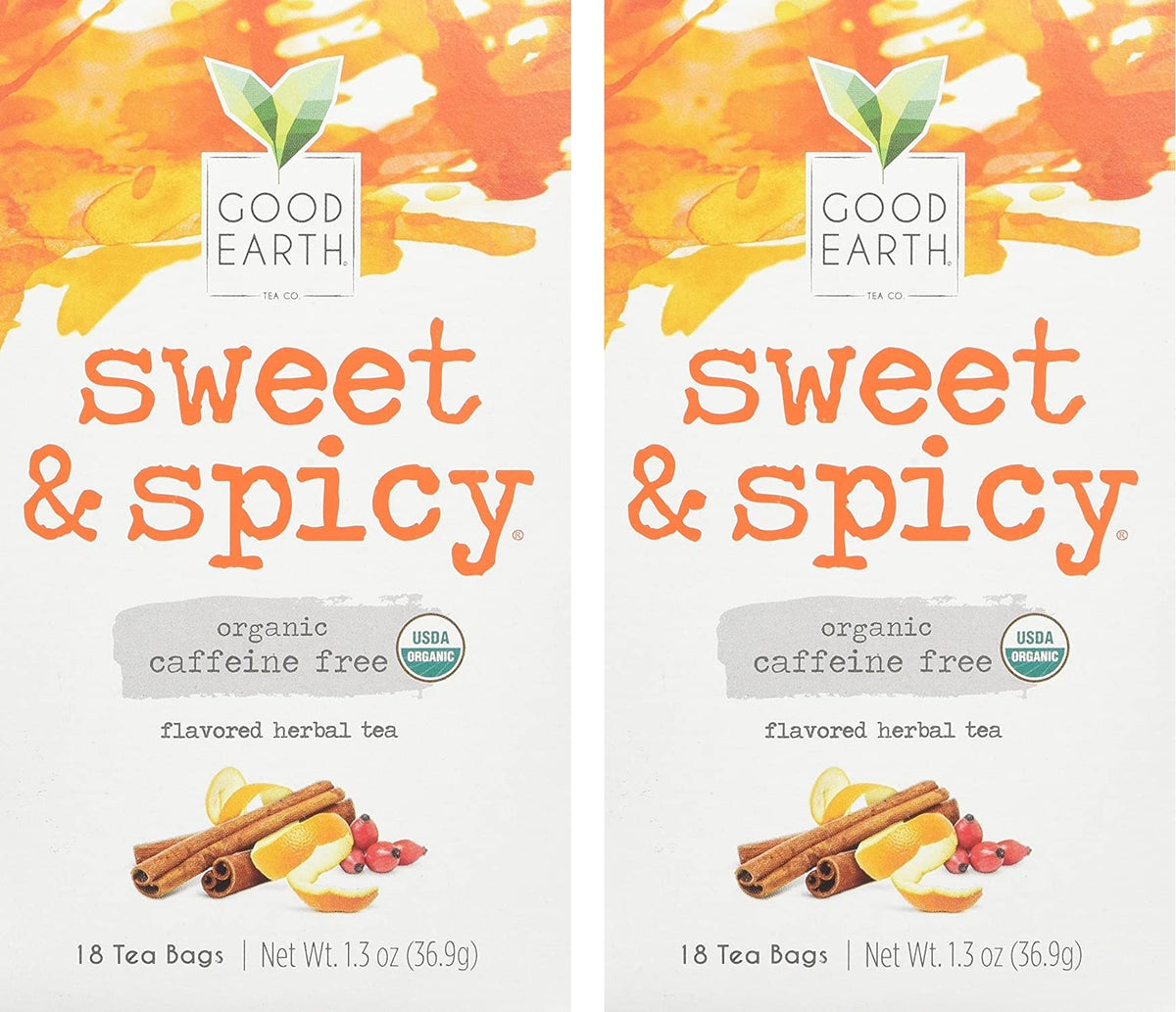 Good Earth Tea Co. Organic Sweet & Spicy tea bag ready to steep for a soothing cup