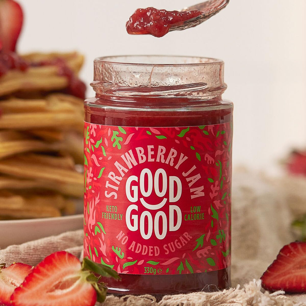 Good Good apricot jam no added sugar jar, fruity spread for light snacks