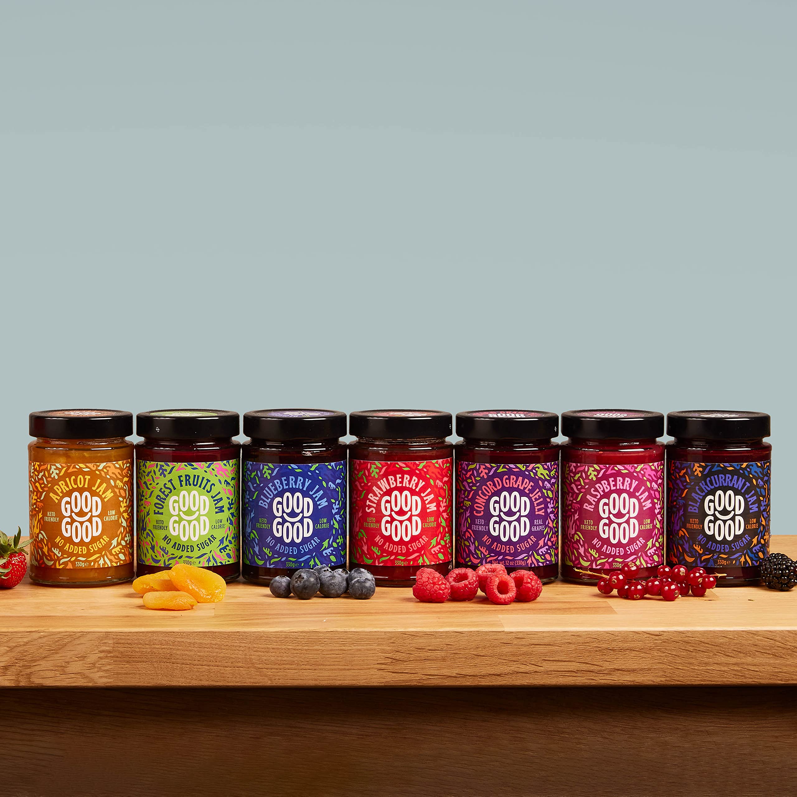GOOD GOOD Blackcurrant Jam with whole fruit signifies no refined sugar and plant-based goodness.