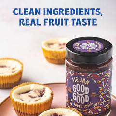 GOOD GOOD Fig Jam spreads on toast as a low-calorie, naturally sweet topping.