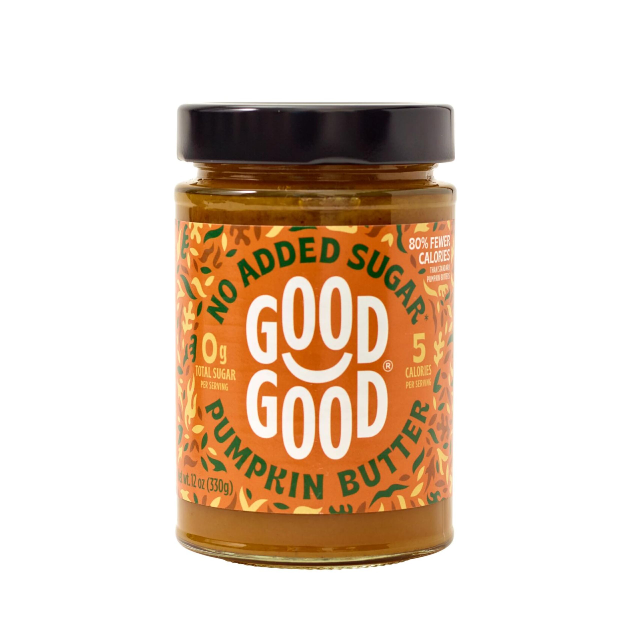 Good Good pumpkin butter jar with smooth texture and no added sugar.