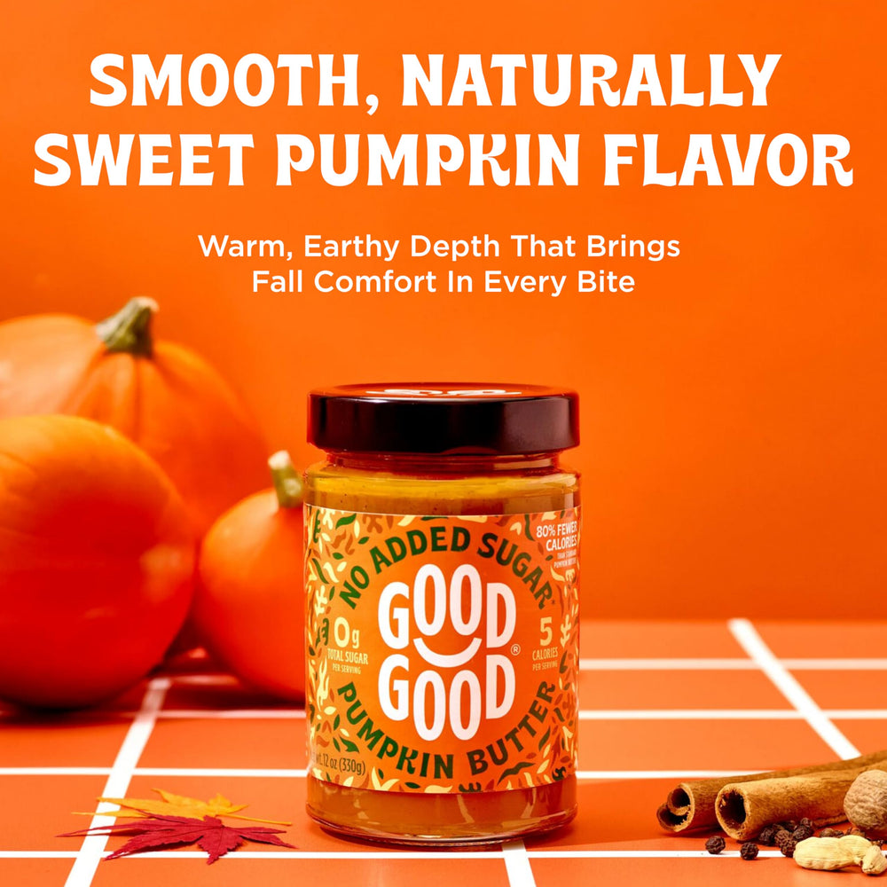 Pouring pumpkin butter into yogurt for a fruity snack.
