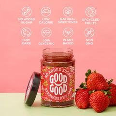 Good Good Strawberry Jam pack of 2 shown; gluten-free and vegan friendly.